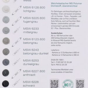 Palette de couleurs Wikosil MSW