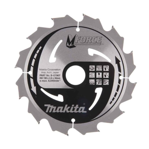 Lame de scie circulaire bois MFORCE 190 x 30 x 12D Makita B-07967