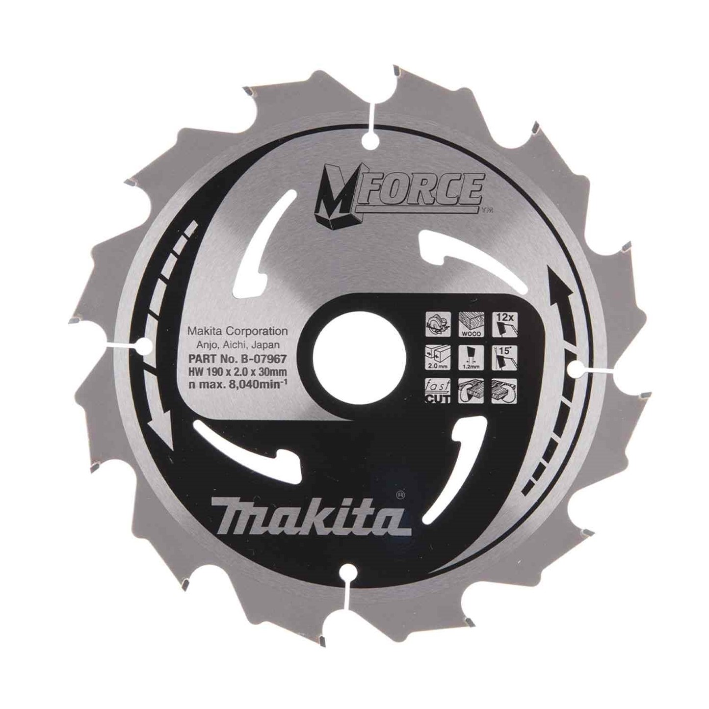 Lame de scie circulaire bois MFORCE 190 x 30 x 12D Makita B-07967